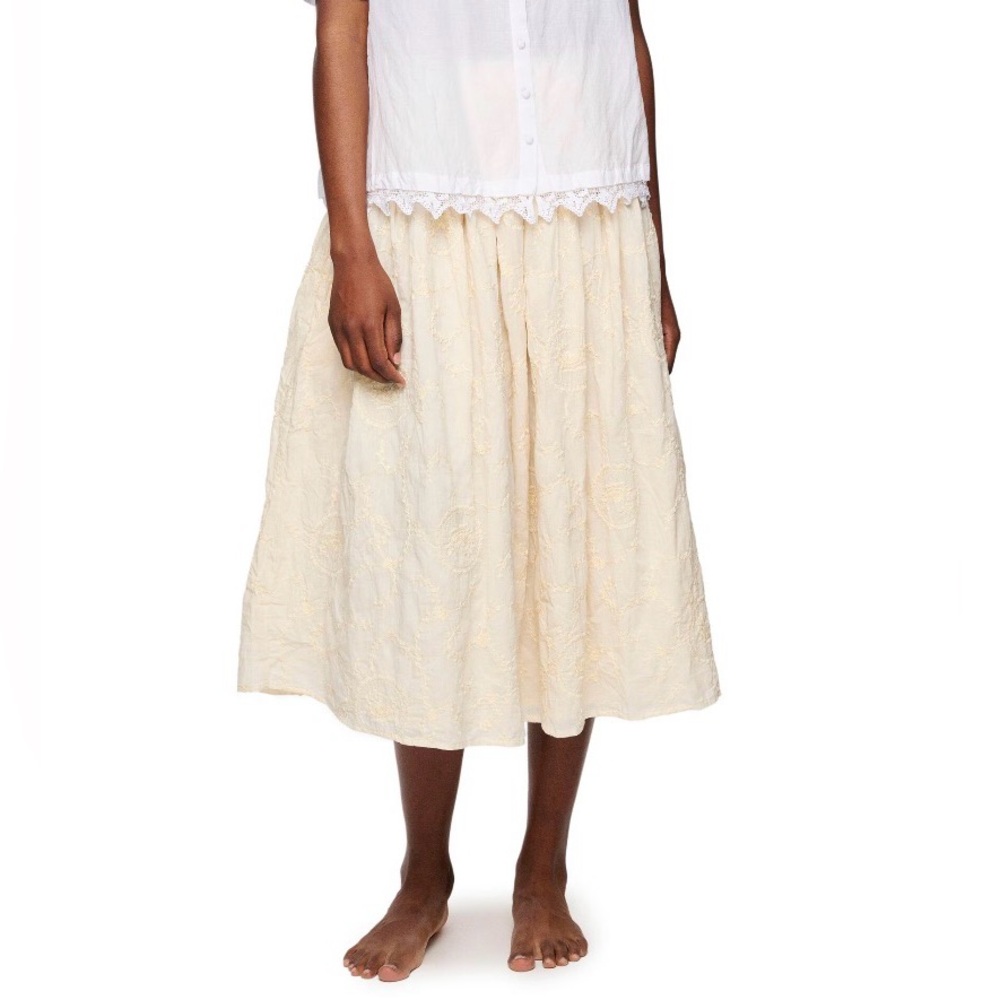 Ewa I Walla Olga Skirt NWT Cream Embroidered Elastic Waist Cottagecore One Size